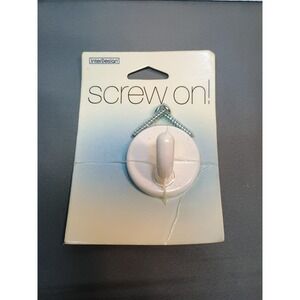 InterDesign Screw On‎ Single Wall Hook White 65001 Vintage 1998 Made in USA